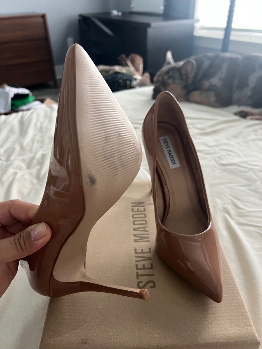 Steve Madden Heel Daisie Camel Pat - Picture 4 of 5